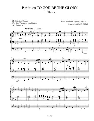 Partita on TO GOD BE THE GLORY (arr. Carl R. Ziebell)