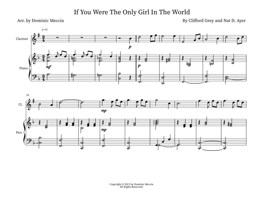 If You Were The Only Girl In The World (arr. Dominic Meccia)