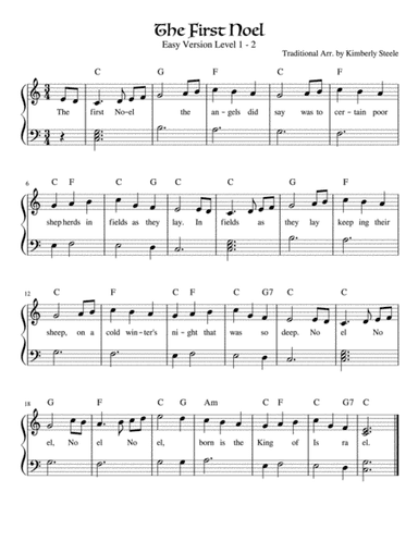 The First Noel for Easy Piano (arr. Kimberly Steele)