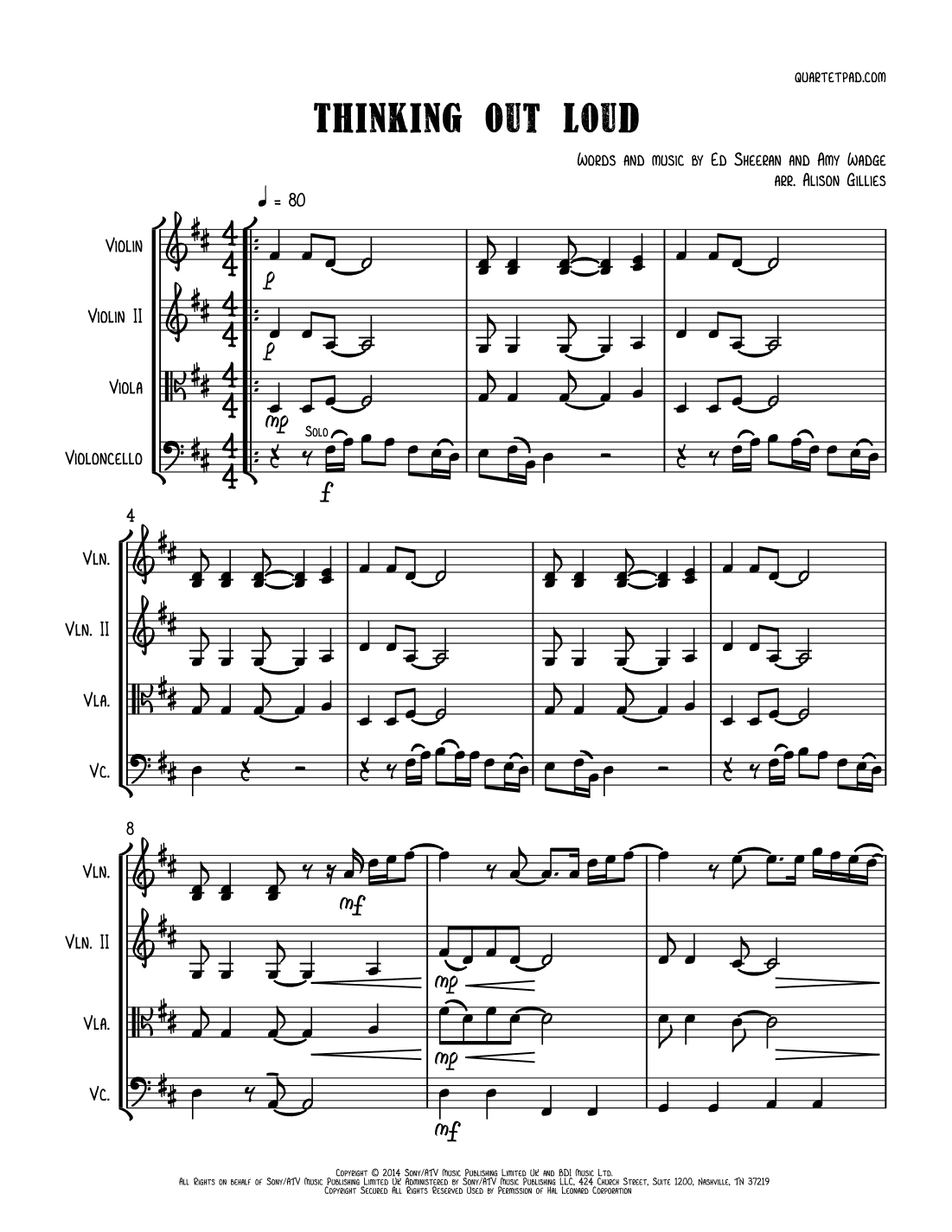 Thinking Out Loud (arr. Alison Gillies)