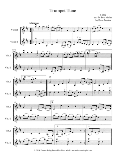Clarke Trumpet Tune for Two Violins (arr. Dave Prudon)