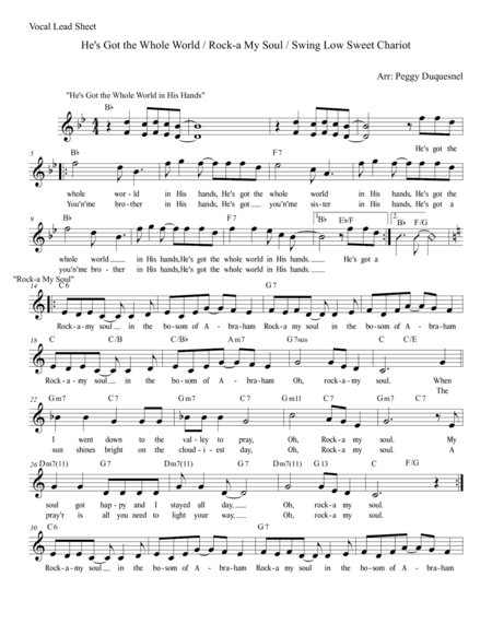 He's Got the Whole World_Rock-a My Soul_Swing Low Sweet Chariot Vocal Medley (arr. Peggy Duquesnel)
