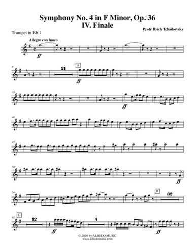?Tchaikovsky? Symphony No. 4, Movement IV - Trumpet in Bb 1 (Transposed Part), Op. 36 (arr. Doug Clyde)