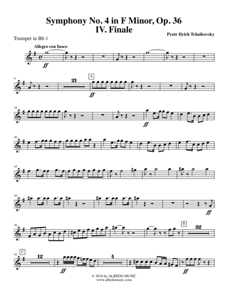 ?Tchaikovsky? Symphony No. 4, Movement IV - Trumpet in Bb 1 (Transposed Part), Op. 36 (arr. Doug Clyde)