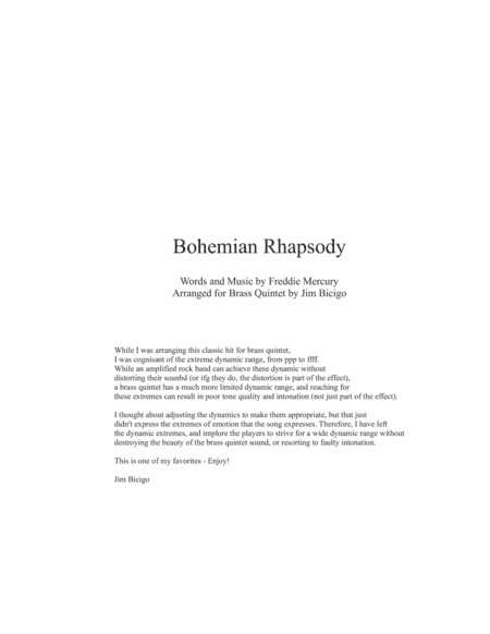 Bohemian Rhapsody (arr. Jim Bicigo)