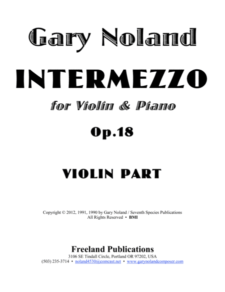 "Intermezzo" for violin & piano Op. 18 (violin part)