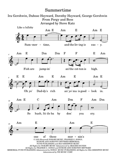Summertime (arr. Steve Katz)