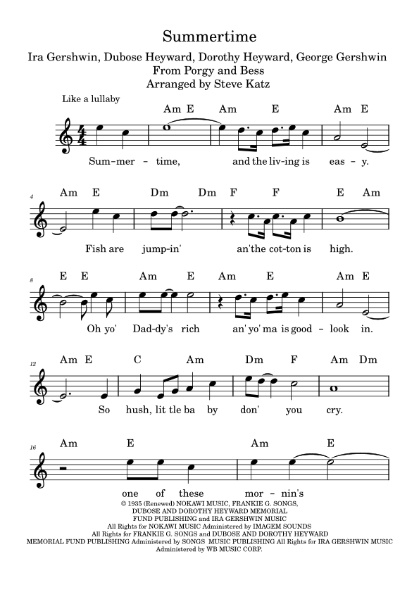 Summertime (arr. Steve Katz)