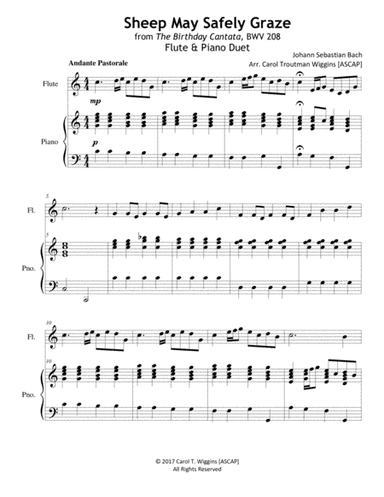 Sheep May Safely Graze (from "The Birthday Cantata," BWV 208) [Flute & Piano Duet]