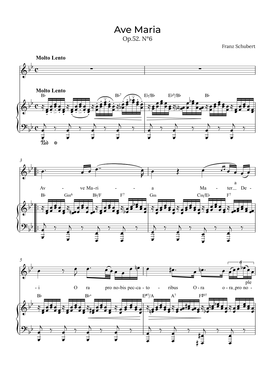 Ave Maria Schubert - Contralto with chords in Bb (arr. Alex Nunes Rodrigues)