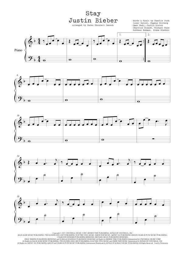 Stay (arr. Faraz Khosravi Danesh)