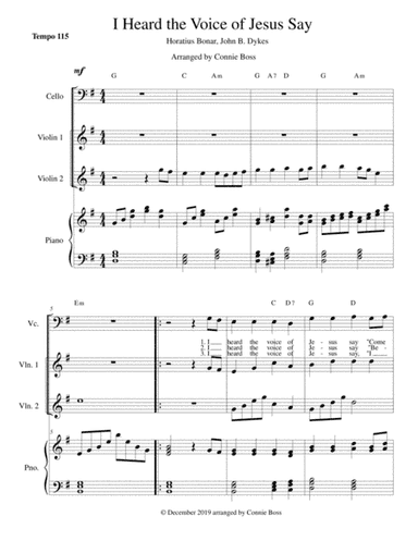 I Heard the Voice of Jesus Say - strings and piano (arr. Connie Boss)