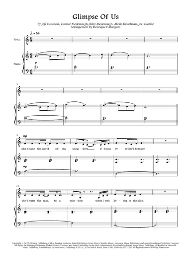 Glimpse Of Us (arr. Henrique F Mangoni)