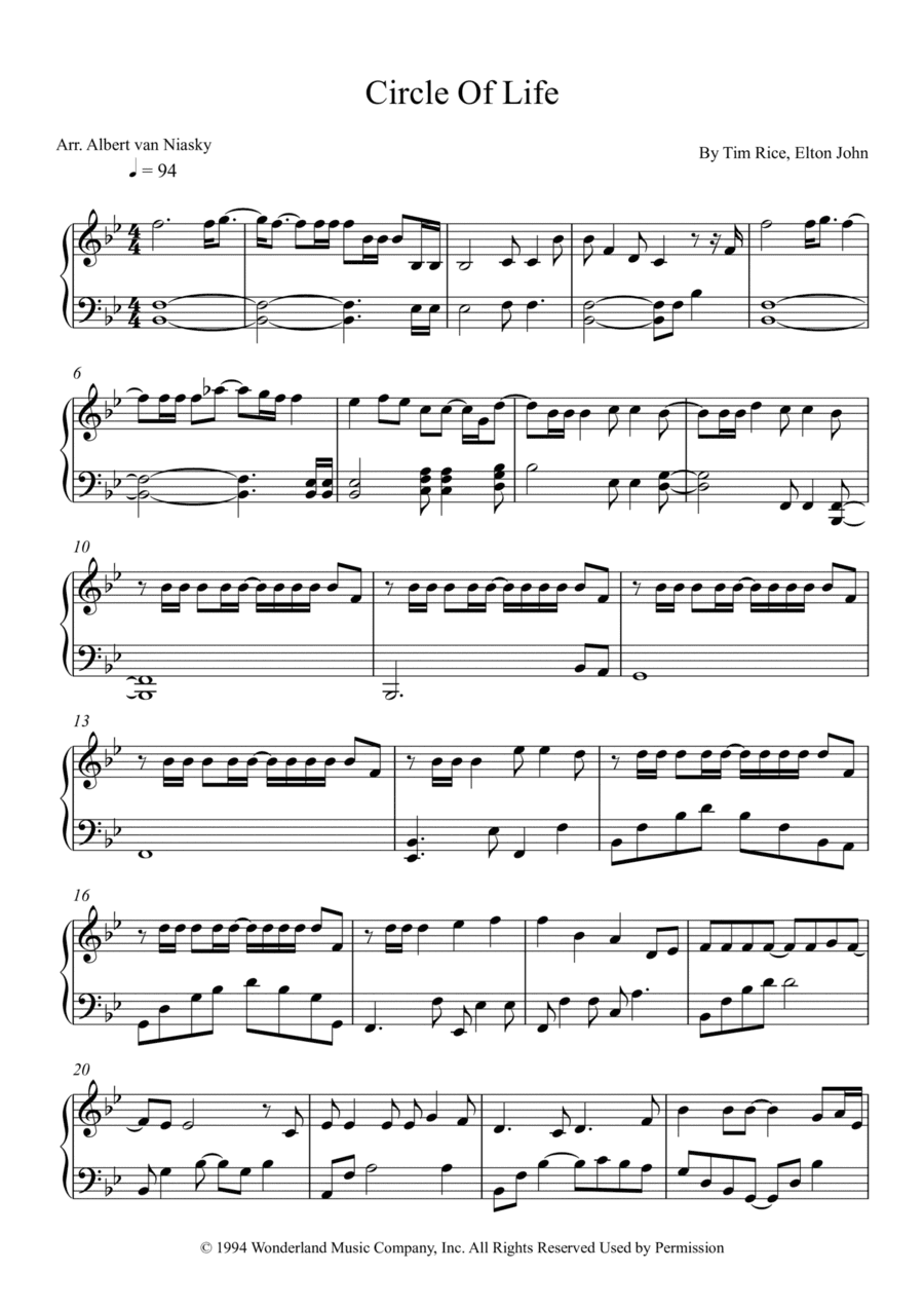 Circle Of Life (arr. Albert van Niasky)