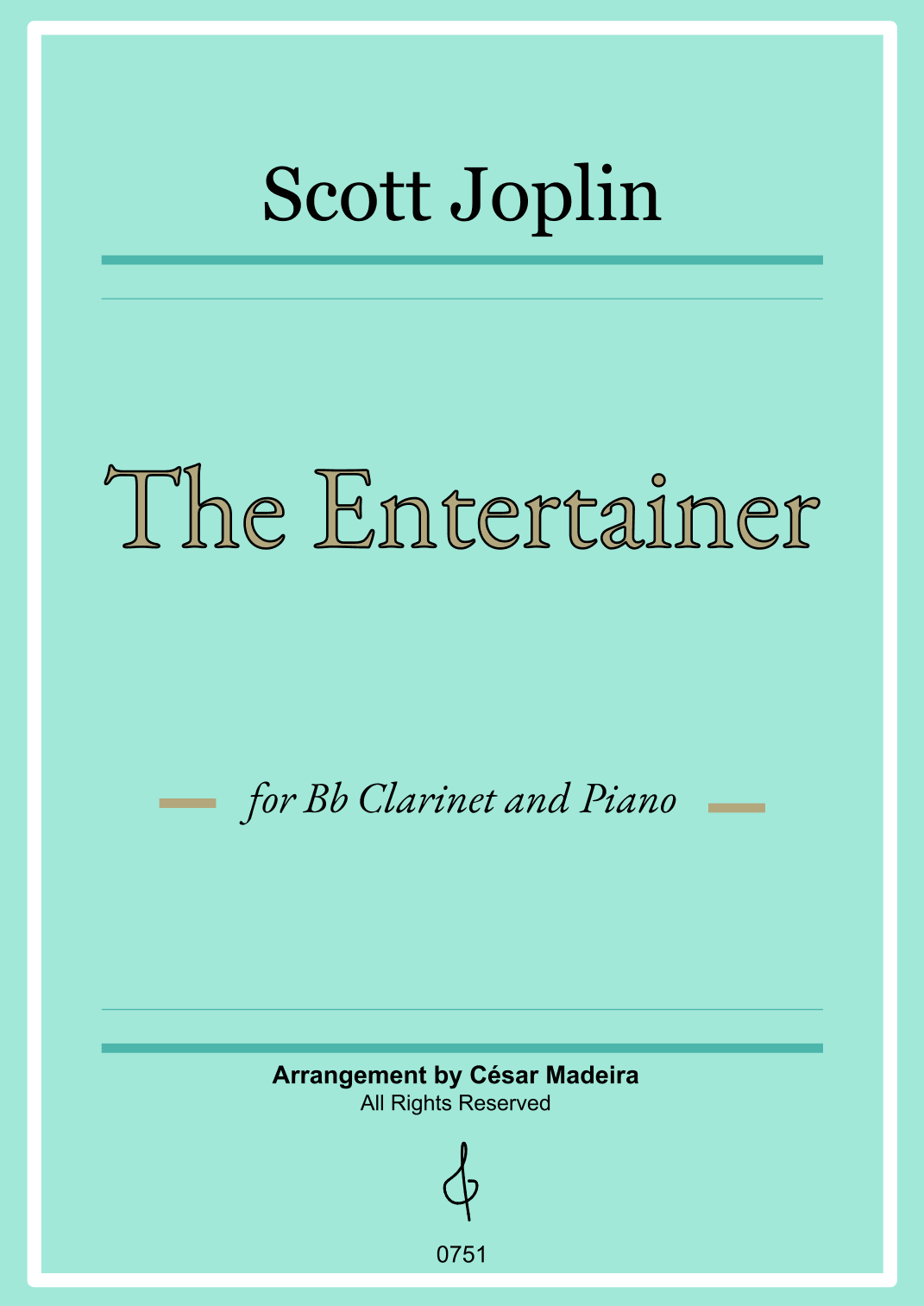 The Entertainer by Joplin - Bb Clarinet and Piano (Full Score) (arr. César Madeira)