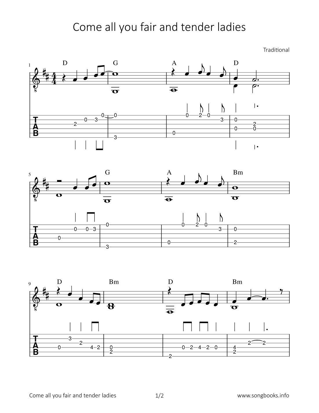 Come all you fair and tender ladies (arr. Bettina Schipp)