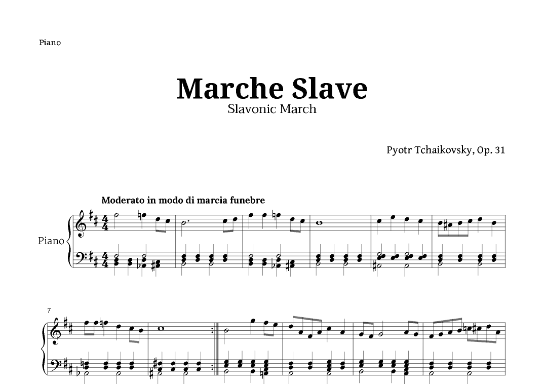 Marche Slave by Tchaikovsky for Piano (arr. Langanho)