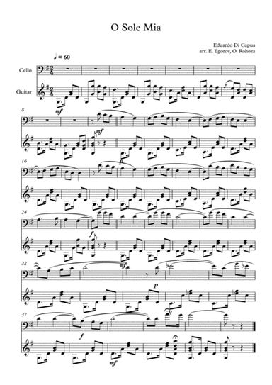 O Sole Mio, Eduardo Di Capua, For Cello & Guitar