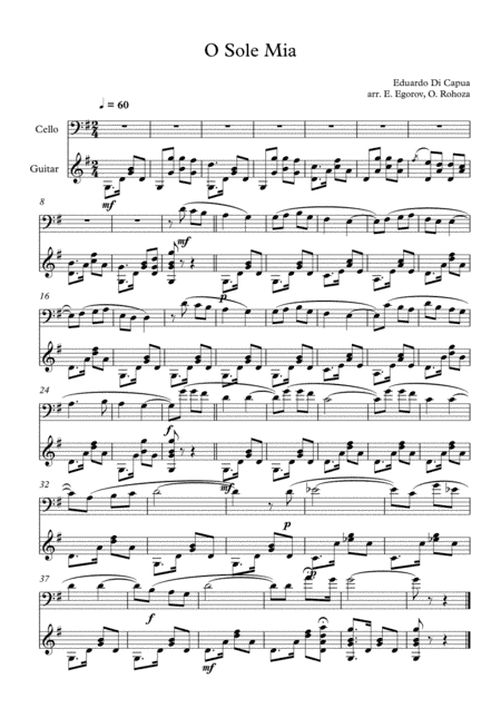 O Sole Mio, Eduardo Di Capua, For Cello & Guitar
