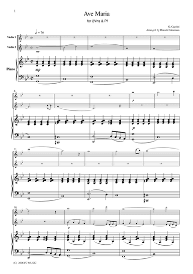 Caccini  Ave Maria, for piano trio, PC001 (arr. H. Nakamura)
