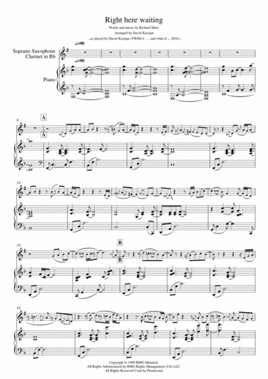 Right Here Waiting (arr. David Kocijan)