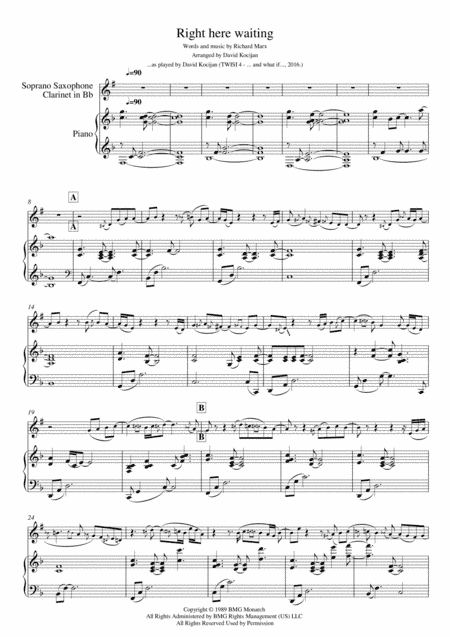Right Here Waiting (arr. David Kocijan)