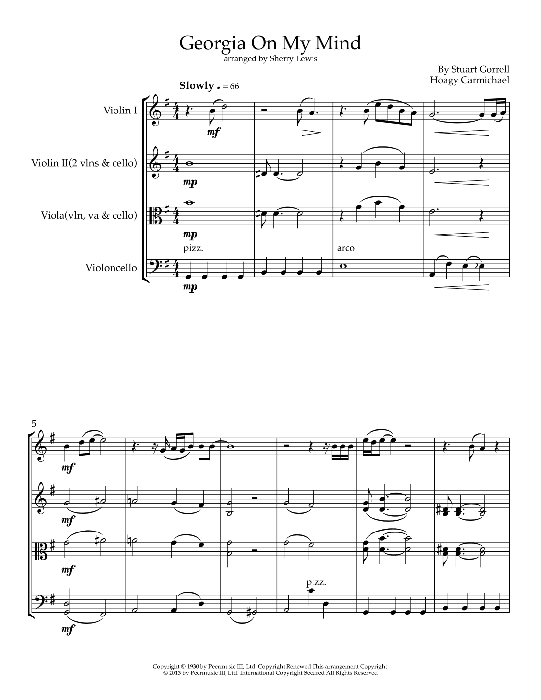Georgia On My Mind (arr. Sherry Lewis)