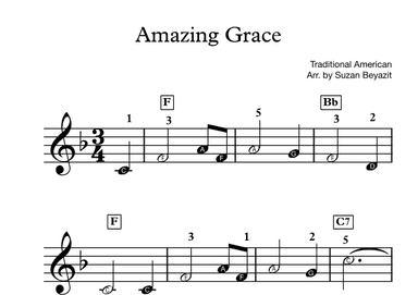 Amazing Grace (With Note Names) (arr. Suzan Beyazit)