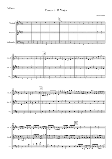 Canon in D Major (Johann Pachelbel) for String Trio (arr. Fabio Britto)