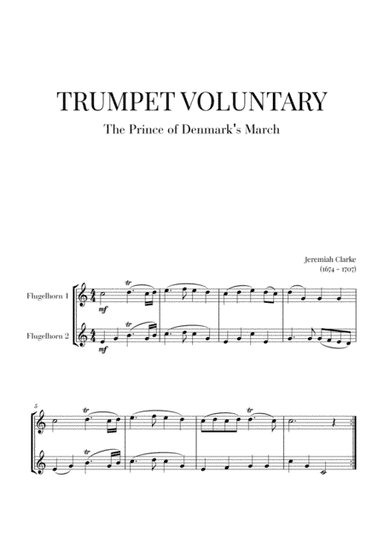 Trumpet Voluntary (The Prince of Denmark's March) for 2 Flugelhorns (arr. Cadenza Editions)