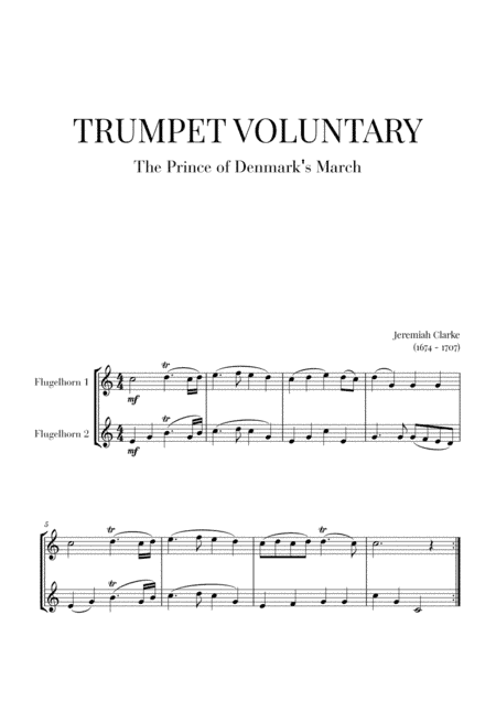 Trumpet Voluntary (The Prince of Denmark's March) for 2 Flugelhorns (arr. Cadenza Editions)