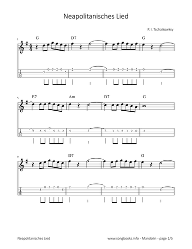 Neapolitanisches Lied - P. I. Tschaikowsky (arr. songbooks.info)