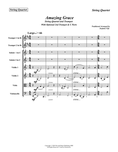 Amazing Grace for String Quartet and Trumpet (arr. Stefanie Fife)