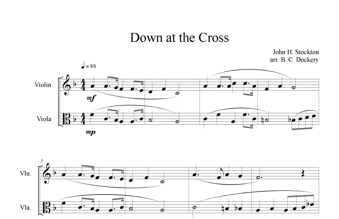 Down at the Cross (Violin and Viola Duet) (arr. B. C. Dockery)