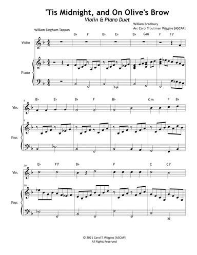 'Tis Midnight, and On Olive's Brow (Violin & Piano) (arr. Carol Troutman Wiggins)