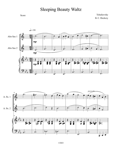 Sleeping Beauty Waltz (Alto Sax Duet with Piano Accompaniment) (arr. B. C. Dockery)
