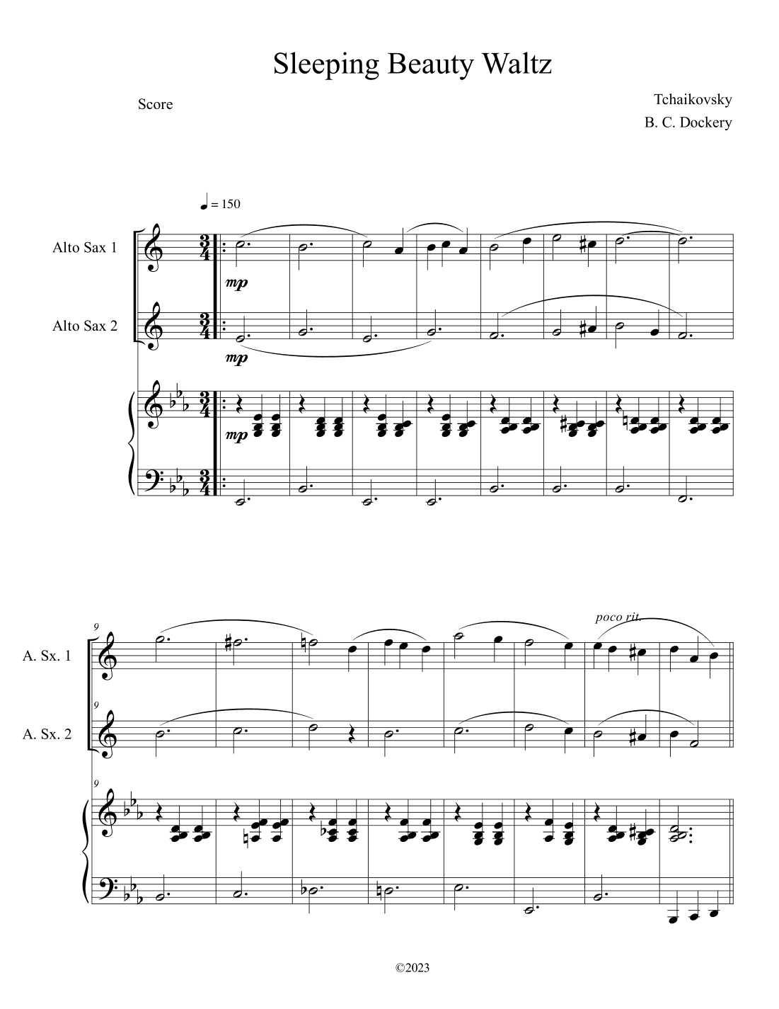 Sleeping Beauty Waltz (Alto Sax Duet with Piano Accompaniment) (arr. B. C. Dockery)