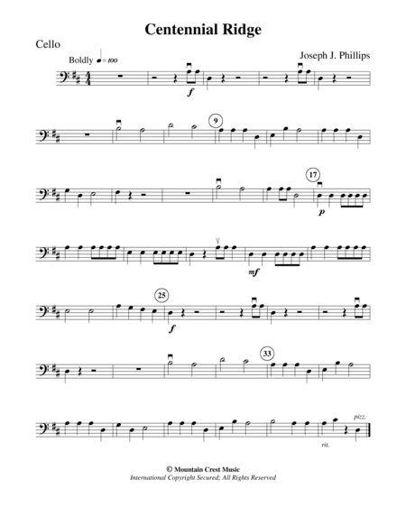 Centennial Ridge-Cello part