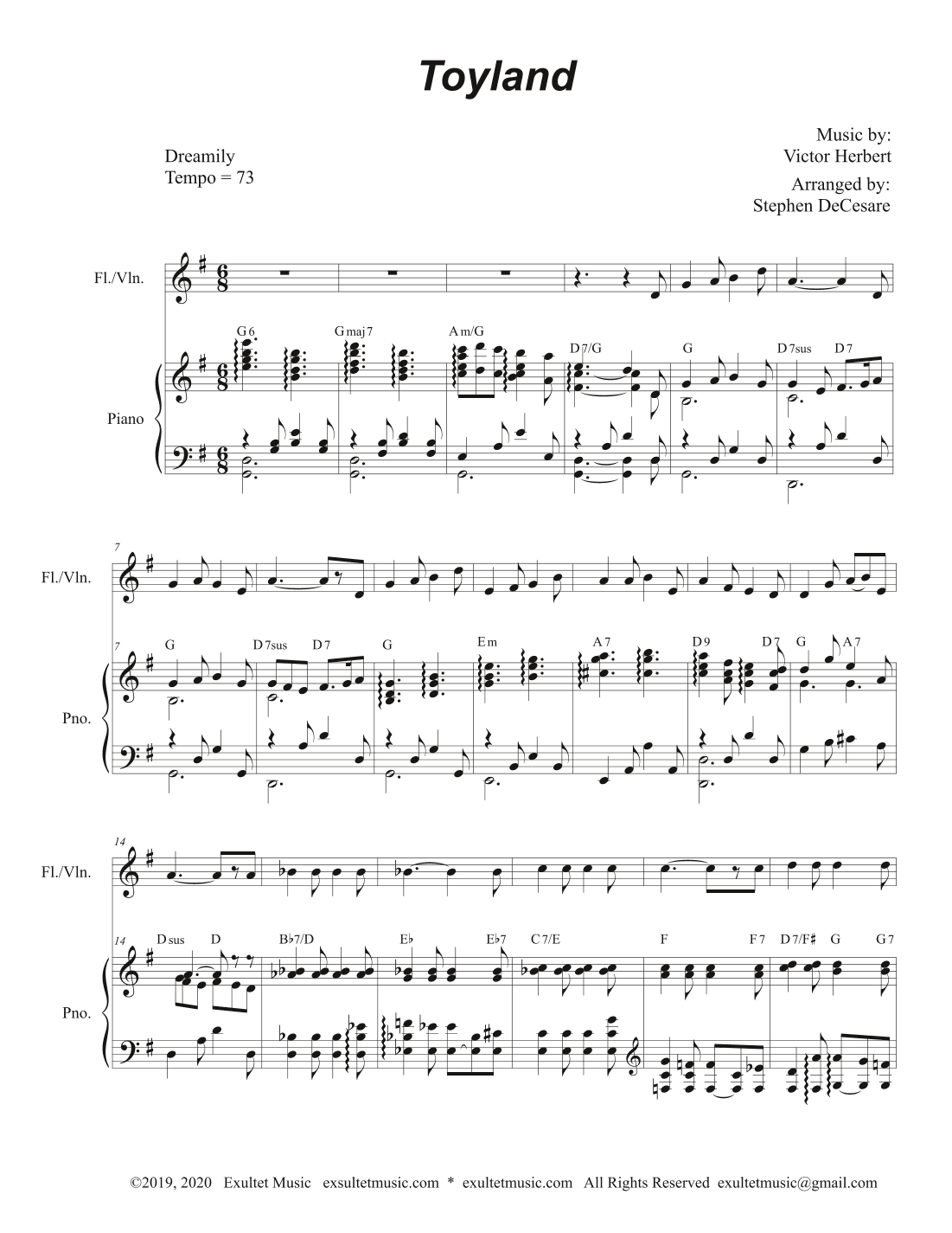 Toyland (Flute or Violin solo and Piano) (arr. Stephen DeCesare)