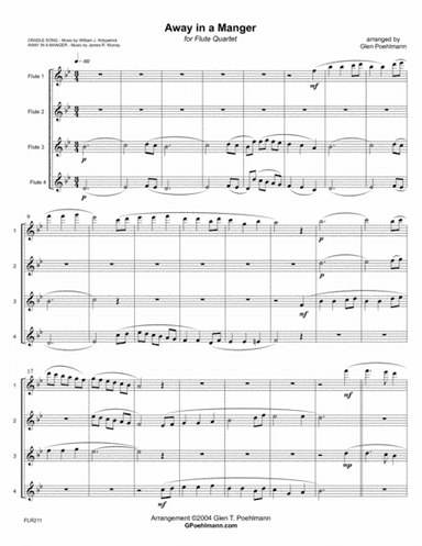 AWAY IN A MANGER for unaccompanied FLUTE QUARTET (arr. Glen Poehlmann)