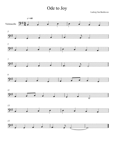 Beethoven - Ode to Joy (Violoncello Solo) Very Easy Version (arr. André Laitano)