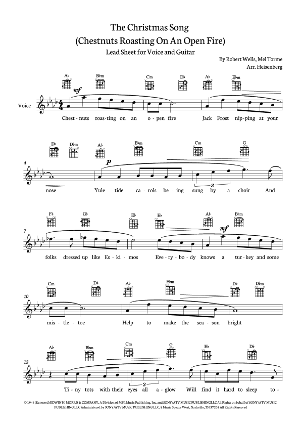 The Christmas Song (chestnuts Roasting On An Open Fire) (arr. Heisenberg)