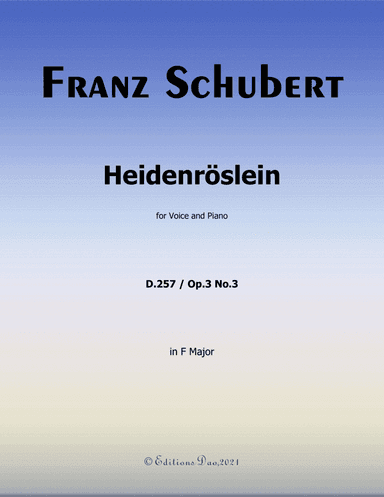 Heidenröslein, by Schubert, in F Major (arr. Editions Dao)