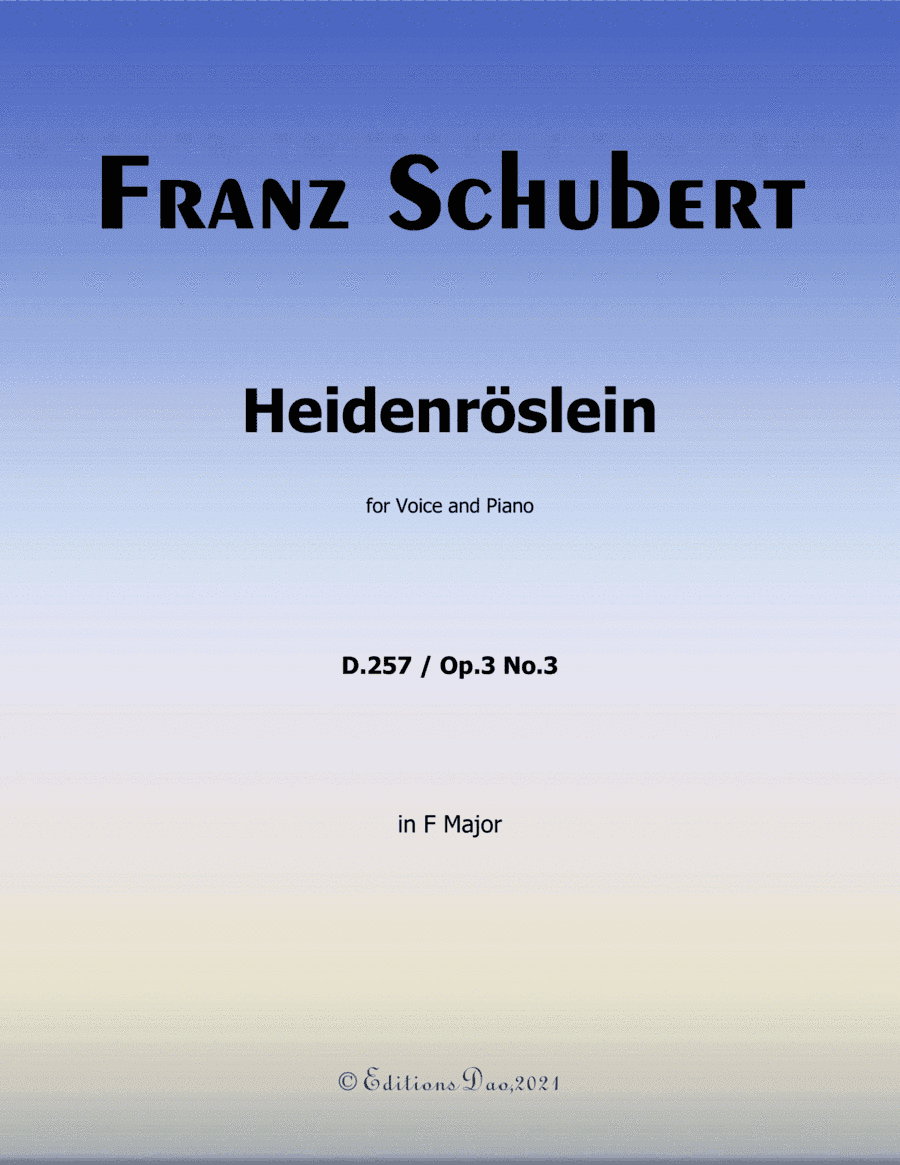 Heidenröslein, by Schubert, in F Major (arr. Editions Dao)