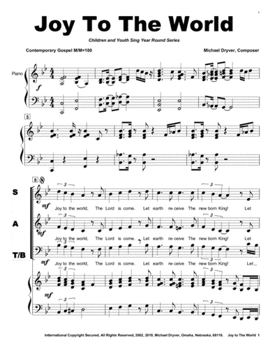 Joy to The World (Children and Youth Series) (arr. Michael Dryver, Arranger)