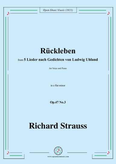 Richard Strauss-Rückleben,in e flat minor,Op.47 No.3 (arr. OSM Press)