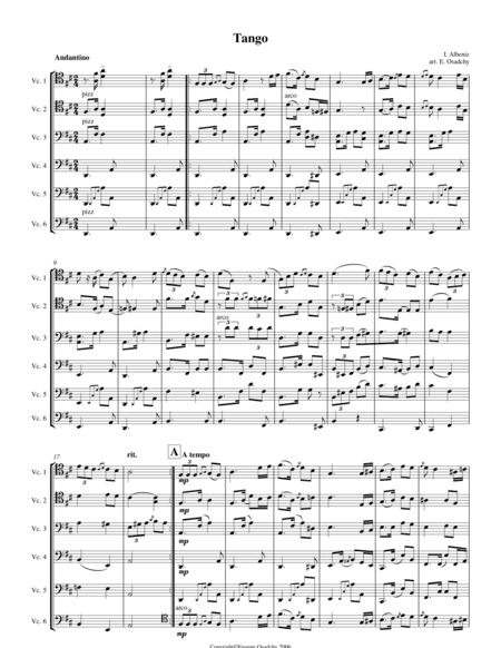 Albeniz, Tango, transcribed for 6 cellos (arr. Eugene Osadchy)