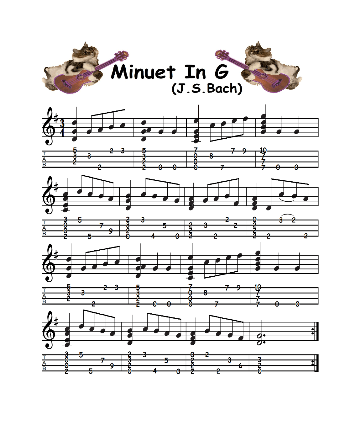 Minuet In G for Solo Ukulele (arr. Joshua Hollingsworth)