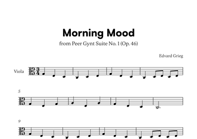 Edvard Grieg - Peer Gynt Suite Morning Mood (for Viola Solo) (arr. Cadenza Editions)