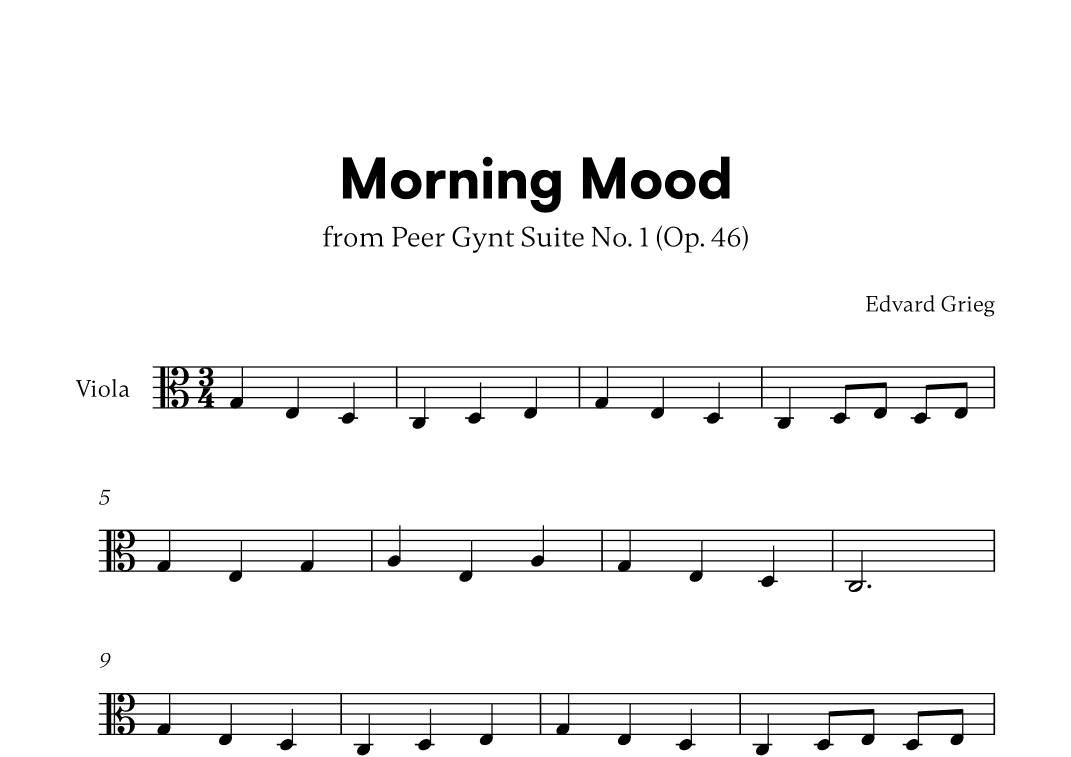 Edvard Grieg - Peer Gynt Suite Morning Mood (for Viola Solo) (arr. Cadenza Editions)